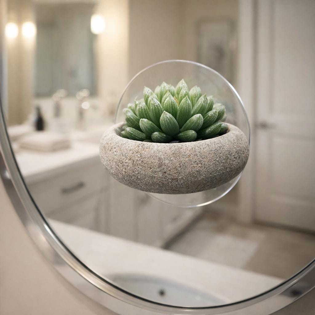 Mini Stone Succulent Planter With Suction Cup – natural stone planter or floral display – product detail