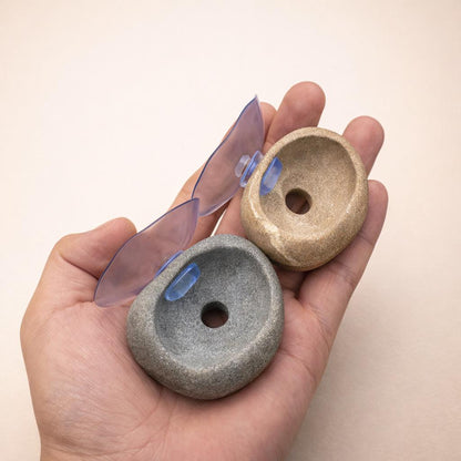 Mini Stone Succulent Planter With Suction Cup – natural stone planter or floral display – product detail