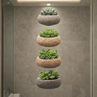 Mini Stone Succulent Planter With Suction Cup – natural stone planter or floral display – alternate view