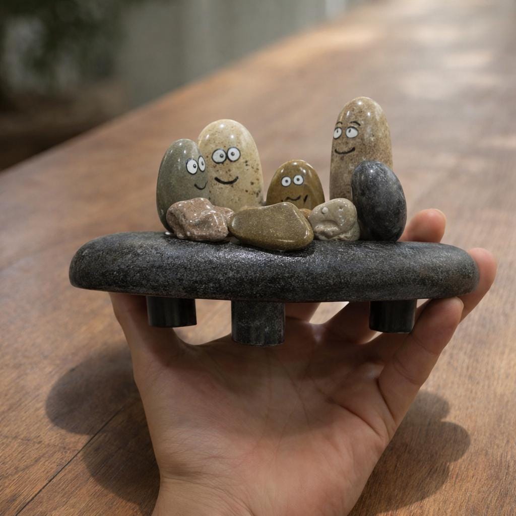 Hand Painted Pebble Candle Holder – natural stone mindful home accent – product detail