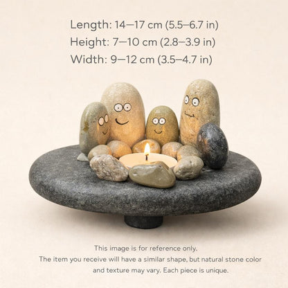 Hand Painted Pebble Candle Holder – natural stone mindful home accent – detail view