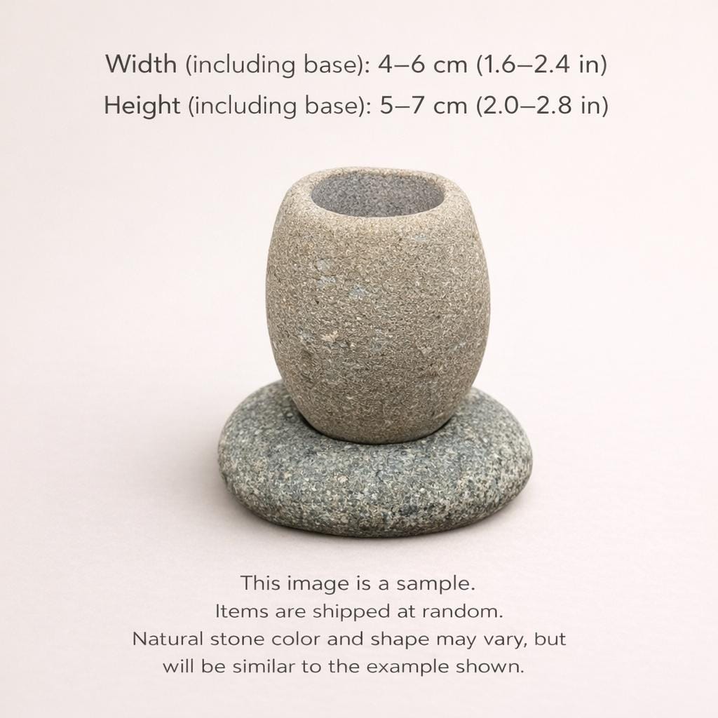 Succulent Planter — Natural River Stone Desk Pot With Base – natural stone planter or floral display – alternate product view
