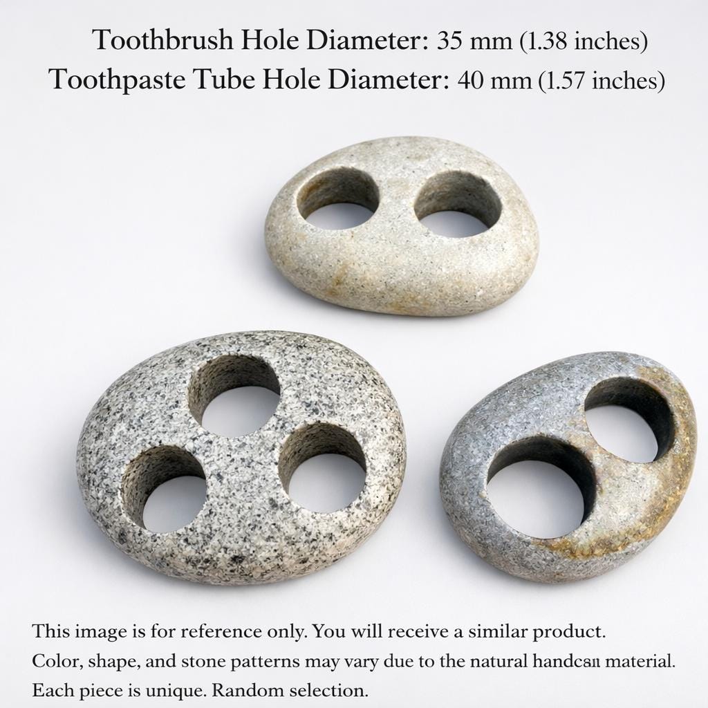 Natural Pebble Electric Toothbrush Holder – natural stone bathroom accessory – alternate product view