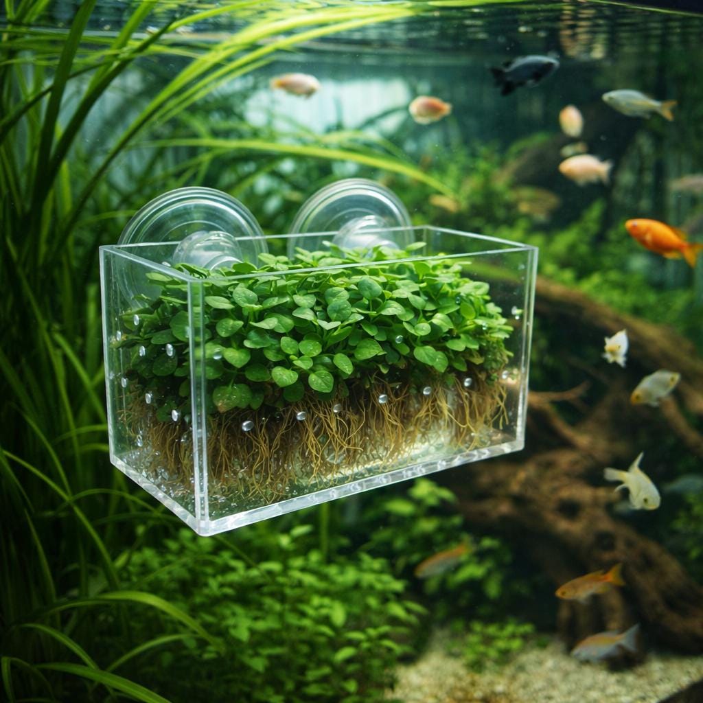 Aquarium Plant Holder With Suction Cups – natural stone aquarium accessory – alternate angle