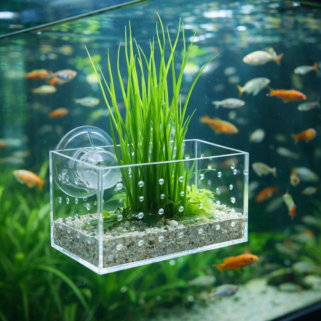 Aquarium Plant Holder With Suction Cups – natural stone aquarium accessory – alternate view