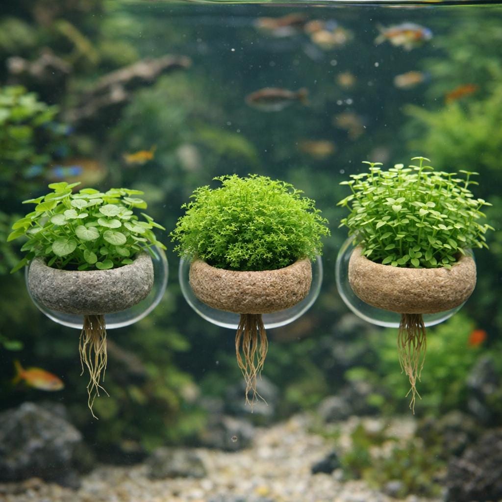 Aquarium Stone Plant Anchor With Suction Cup – natural stone aquarium accessory – product detail