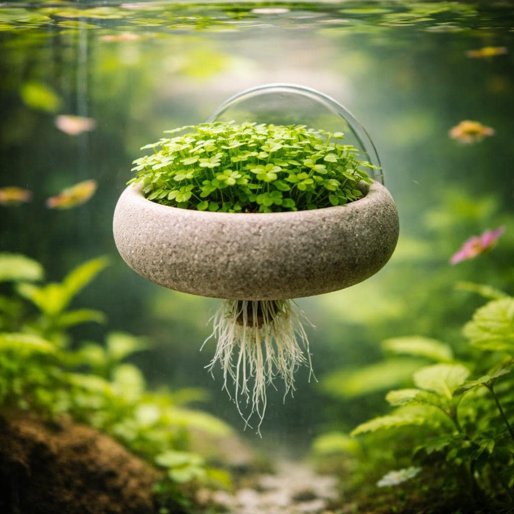 Aquarium Stone Plant Anchor With Suction Cup – natural stone aquarium accessory – alternate view