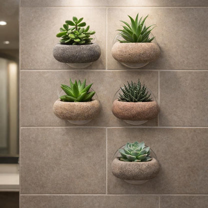 Wall Mounted Stone Succulent Planter – natural stone planter or floral display – product detail