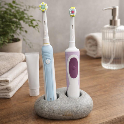 Natural Pebble Electric Toothbrush Holder – natural stone bathroom accessory – alternate view