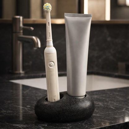 Natural Pebble Electric Toothbrush Holder – natural stone bathroom accessory – product detail