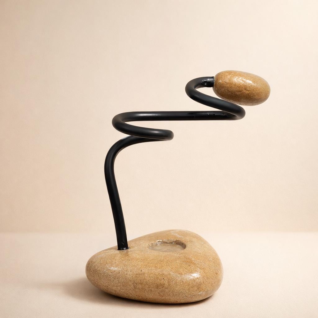Stone Toothbrush & Cutlery Holder – natural stone bathroom accessory – alternate angle