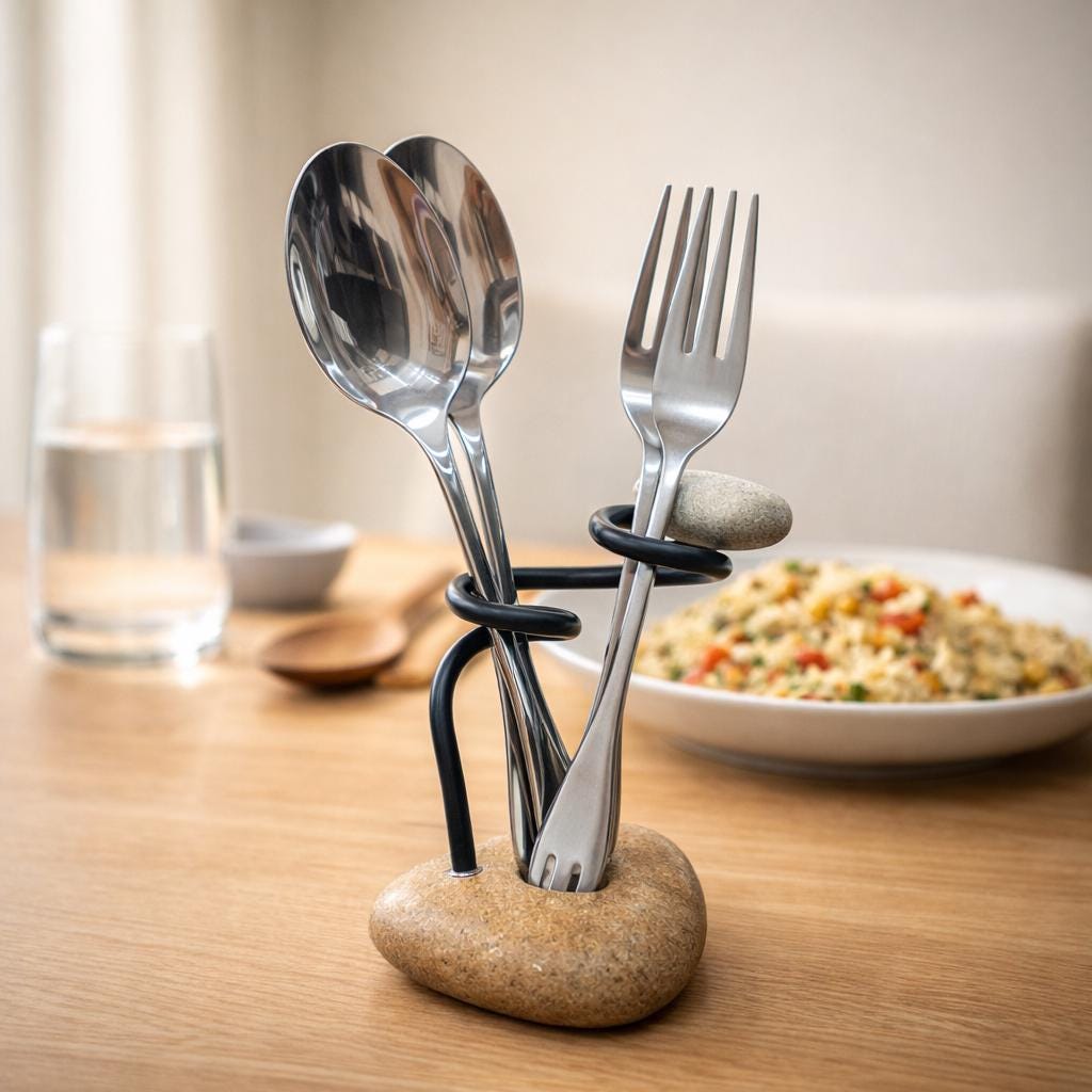 Stone Toothbrush & Cutlery Holder – natural stone bathroom accessory – product detail