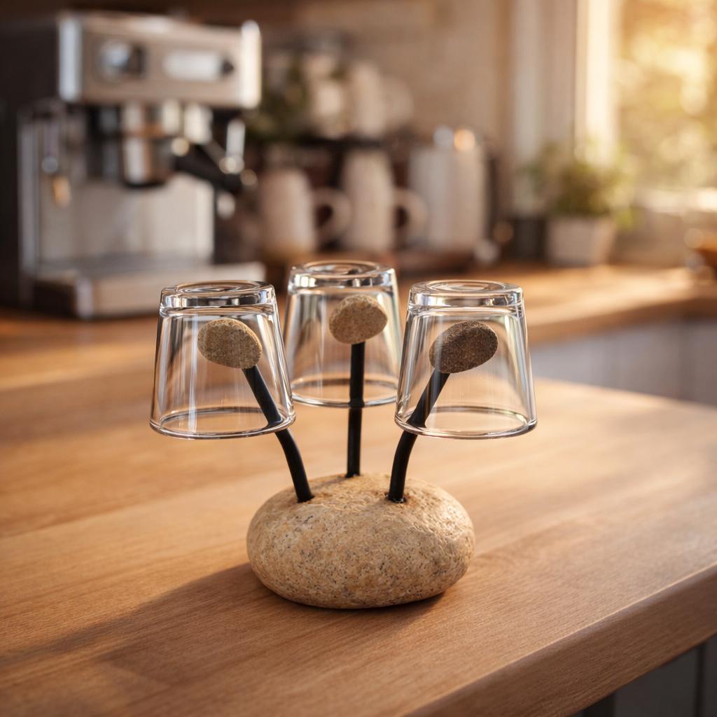 Natural Pebble Mug Holder – natural stone kitchen and dining accessory – product detail