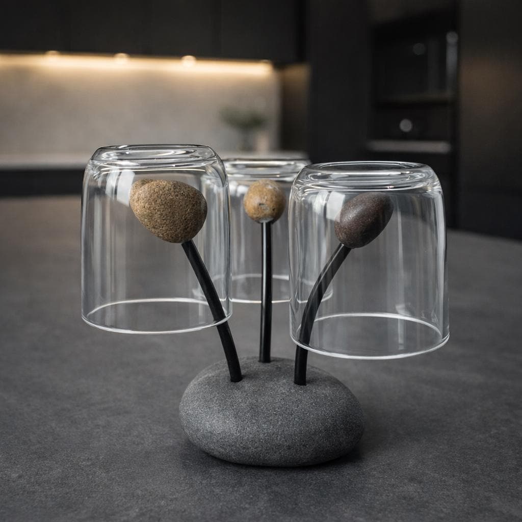 Natural Pebble Mug Holder – natural stone kitchen and dining accessory – product detail