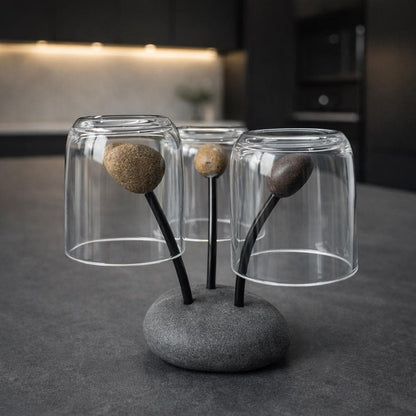 Natural Pebble Mug Holder – natural stone kitchen and dining accessory – product detail