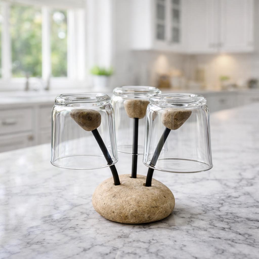 Natural Pebble Mug Holder – natural stone kitchen and dining accessory – primary product view