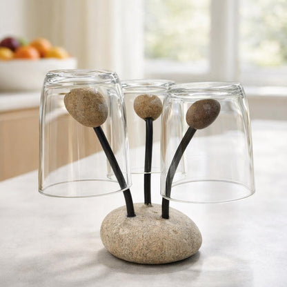 Natural Pebble Mug Holder – natural stone kitchen and dining accessory – detail view