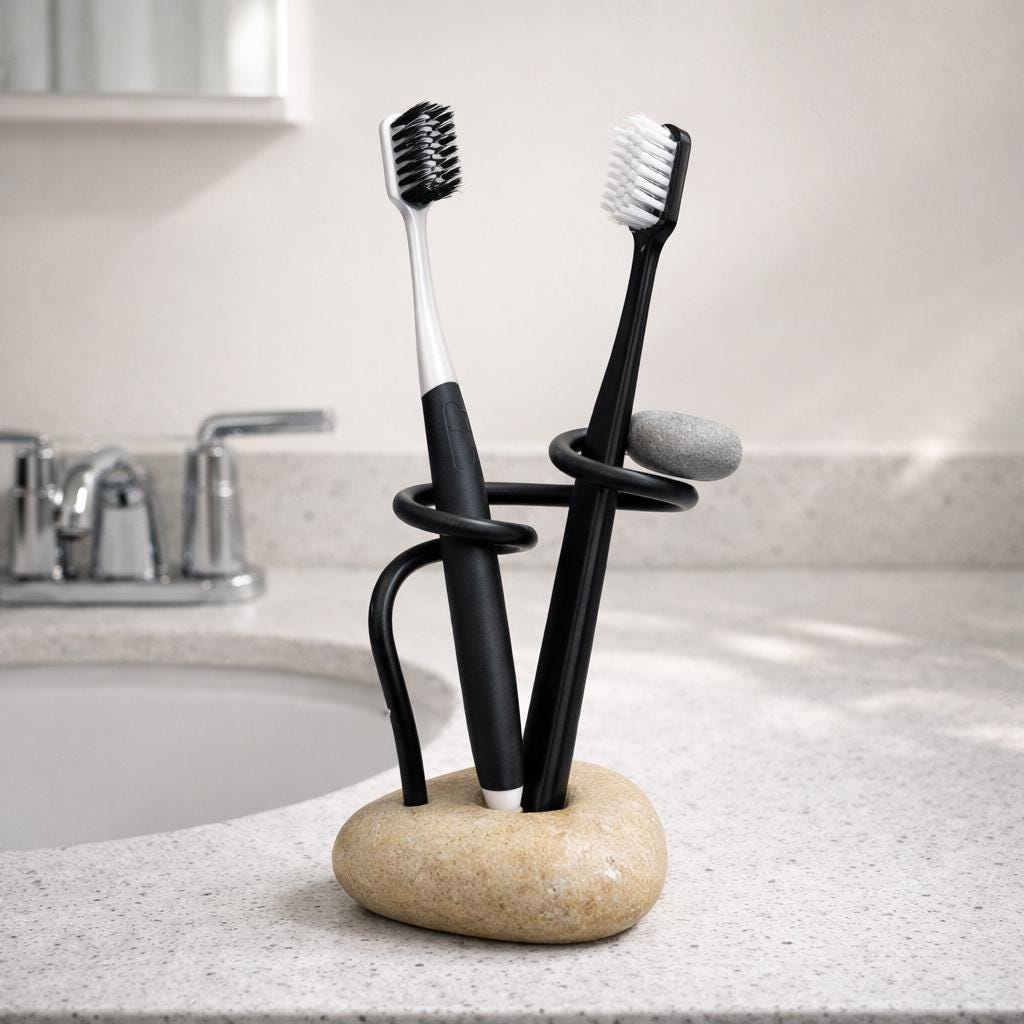 Stone Toothbrush Holder – natural stone bathroom accessory – alternate angle