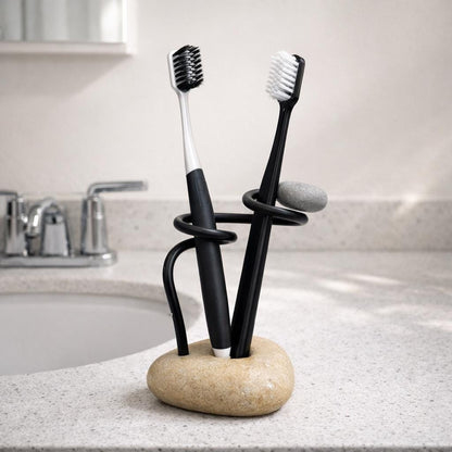 Stone Toothbrush Holder – natural stone bathroom accessory – alternate angle