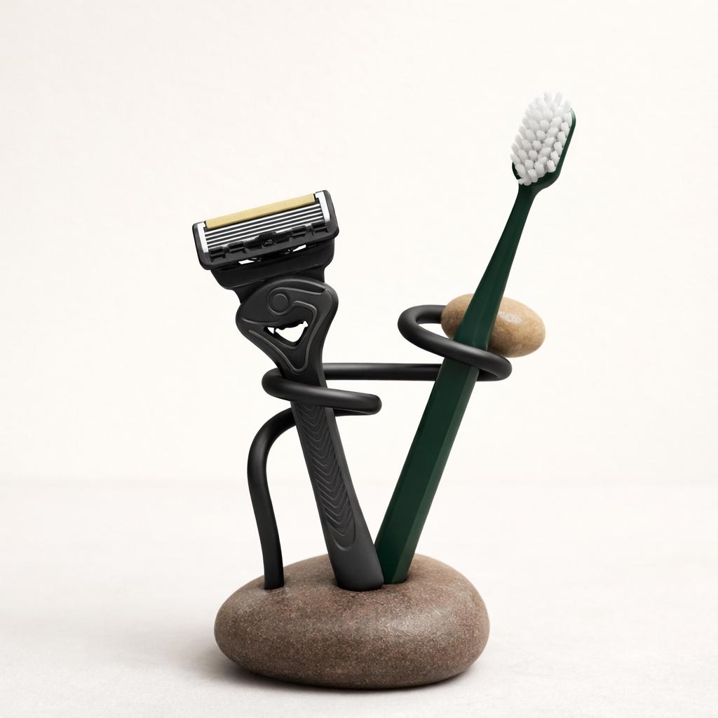 Stone Toothbrush Holder – natural stone bathroom accessory – alternate view