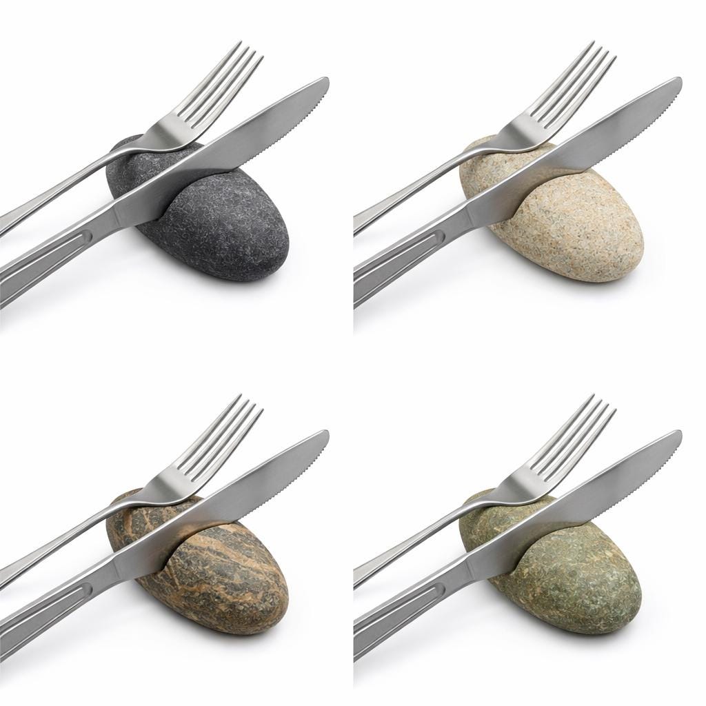 Cutlery Rest - Knife & Chopstick Holder – natural stone kitchen and dining accessory – alternate product view