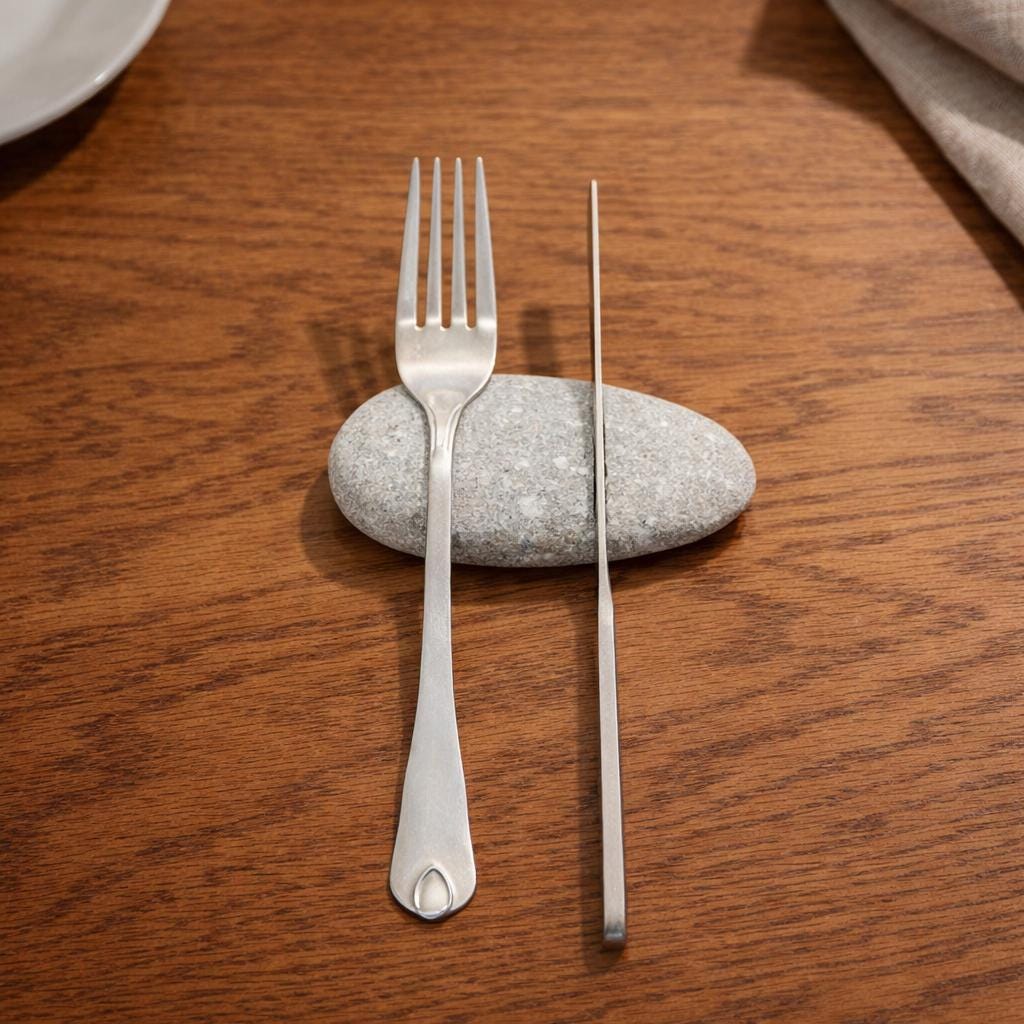 Cutlery Rest - Knife & Chopstick Holder – natural stone kitchen and dining accessory – alternate angle