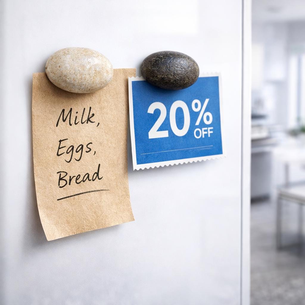 Natural River Rock Fridge Magnets - Whiteboard – natural stone mindful home accent – alternate angle