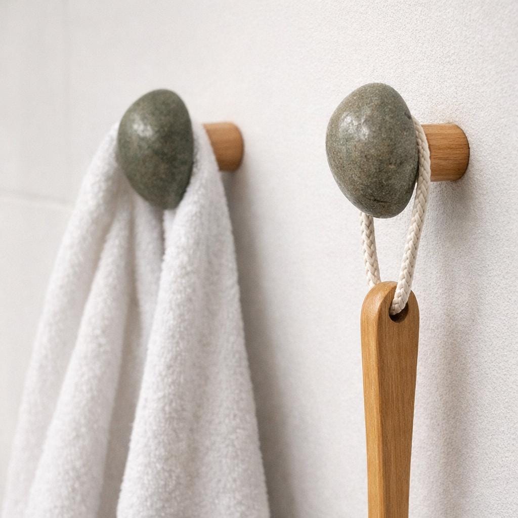 Bathroom Wall Hook – natural stone bathroom accessory – alternate view