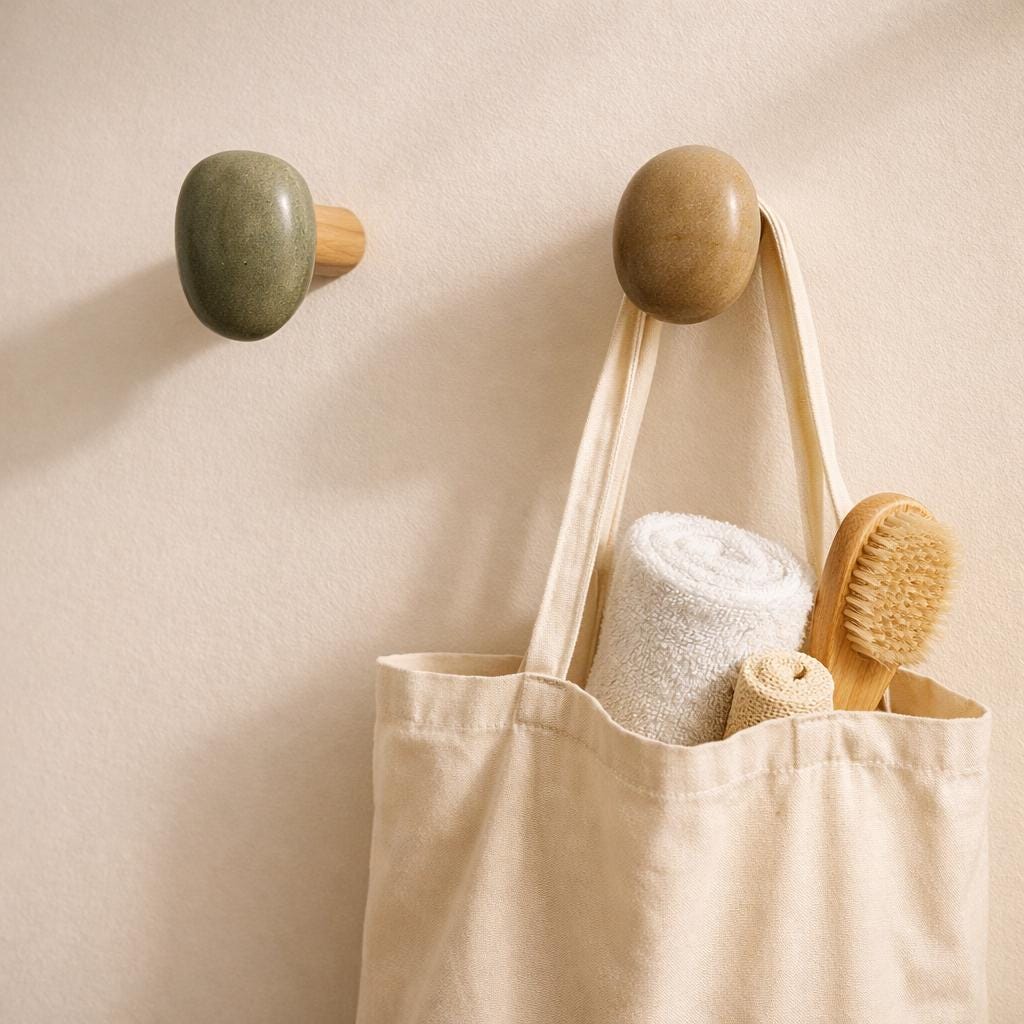 Bathroom Wall Hook – natural stone bathroom accessory – alternate view