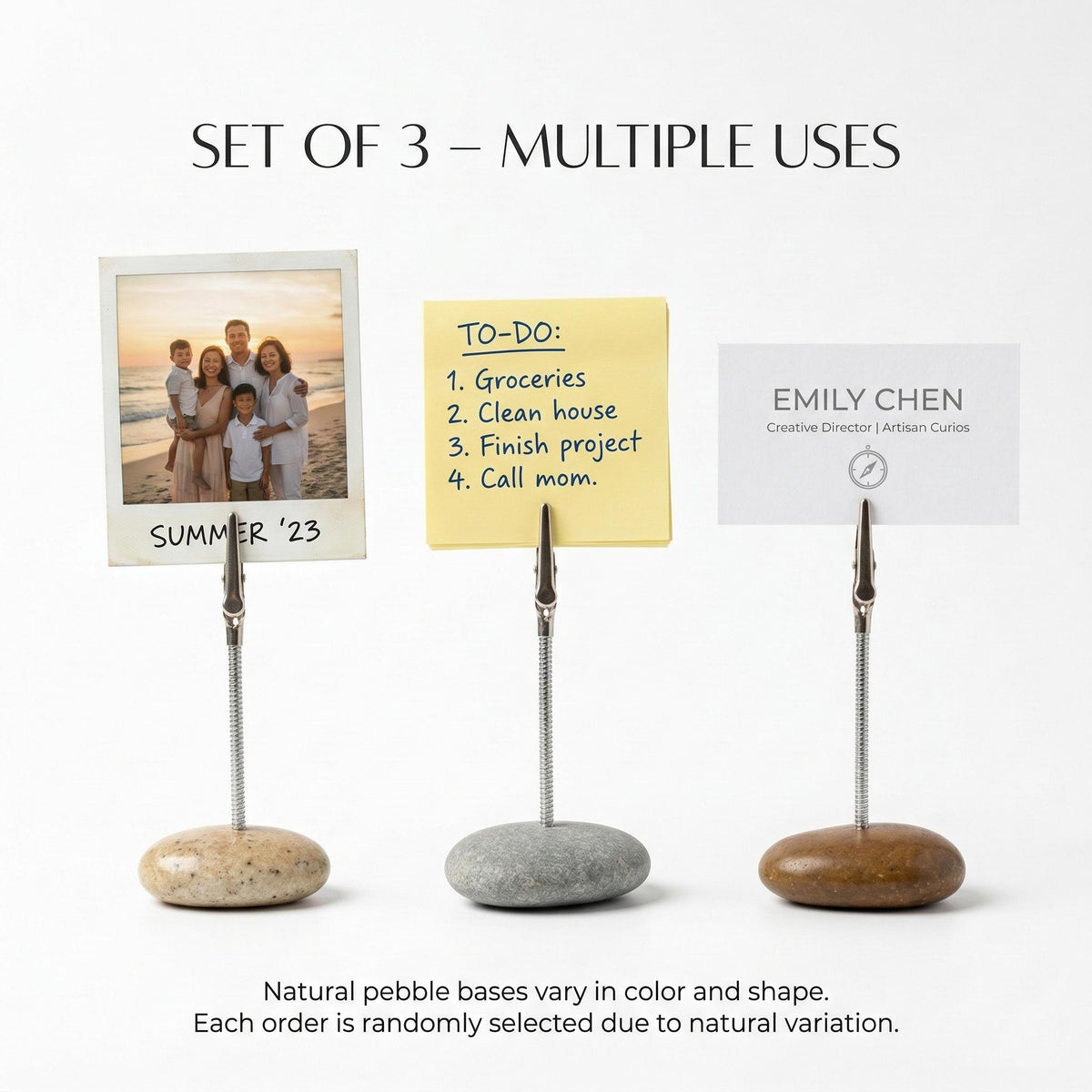 Natural Stone Photo Clip Holder - Polaroid Stand – natural stone mindful home accent – detail view