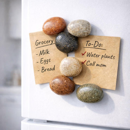 Natural River Rock Fridge Magnets - Whiteboard – natural stone mindful home accent – primary product view
