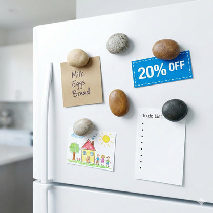 Natural River Rock Fridge Magnets - Whiteboard – natural stone mindful home accent – product detail