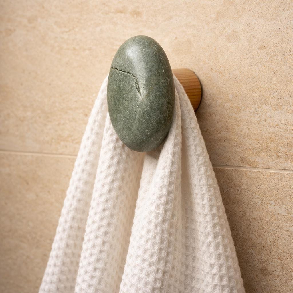 Bathroom Wall Hook – natural stone bathroom accessory – alternate angle