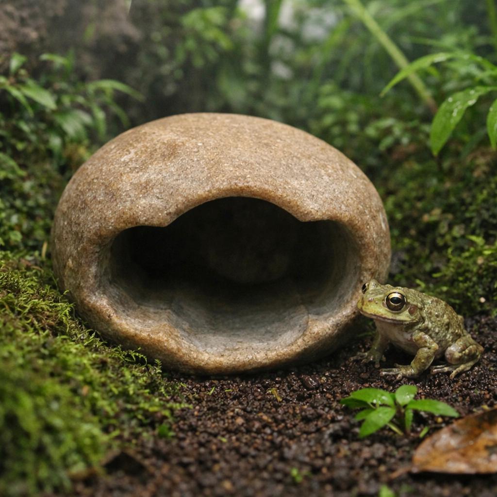 Hide Cave For Mini Frogs – natural stone terrarium accessory – alternate angle