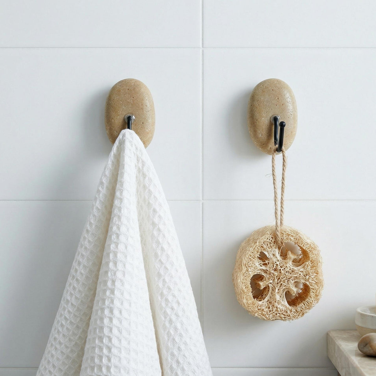 Wall Hooks - No Drill Natural Stone Wall Hooks – natural stone wall hook or rack – alternate view
