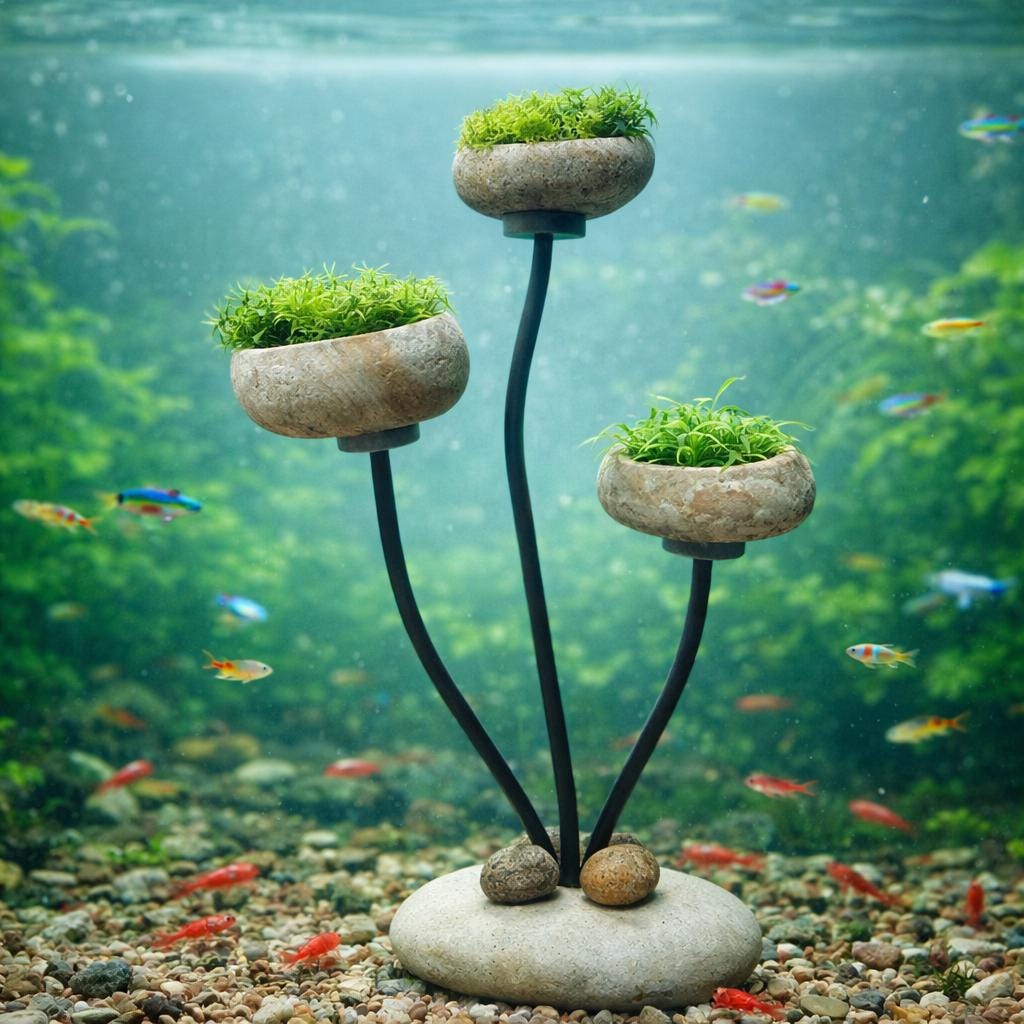 Aquarium Plant Holder Stand – natural stone aquarium accessory – product detail
