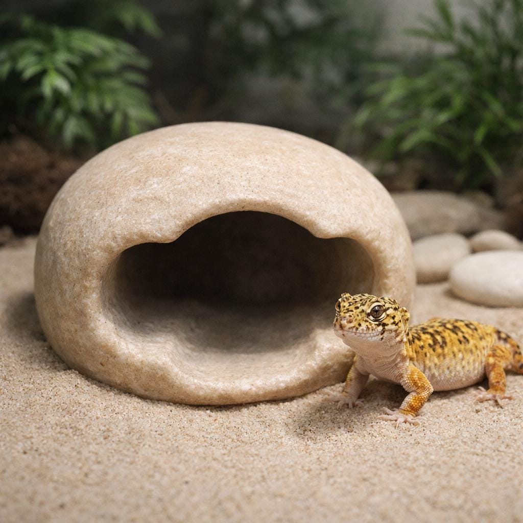 Reptile Hide Natural Stone Cave For Leopard Gecko – natural stone terrarium accessory – alternate angle