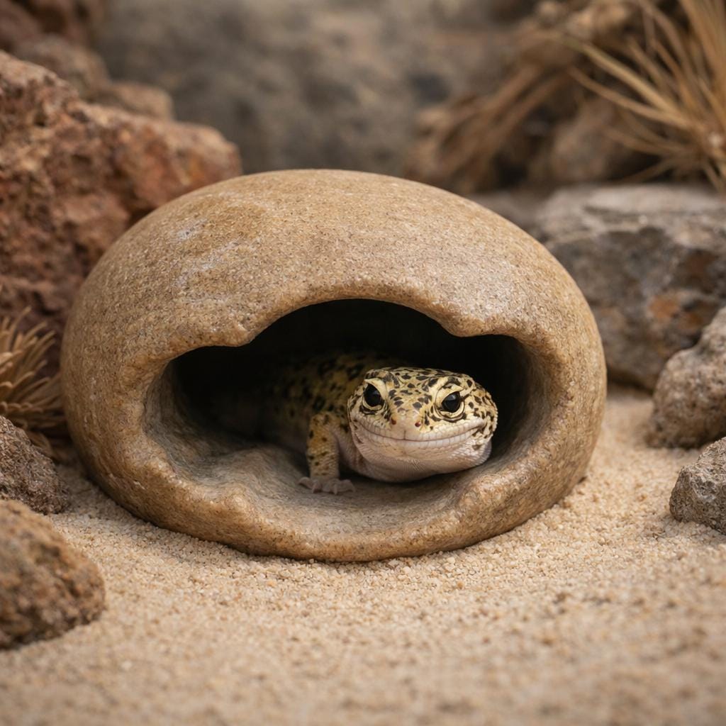 Reptile Hide Natural Stone Cave For Leopard Gecko – natural stone terrarium accessory – primary product view