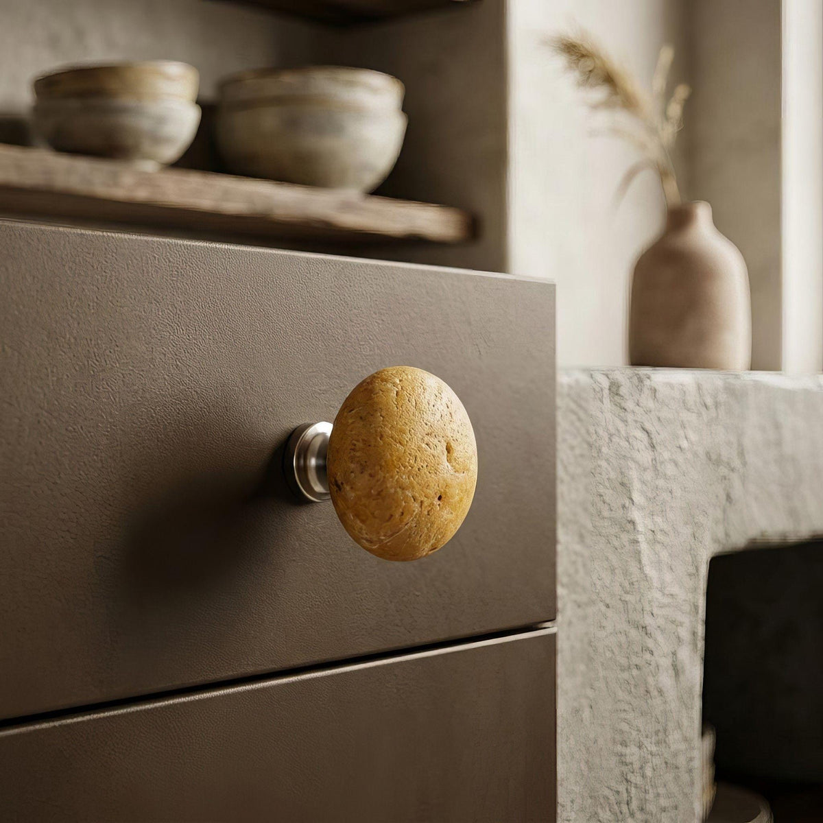 Cabinet Knobs - Natural Stone Cabinet Knob – natural stone wall hook or rack – detail view