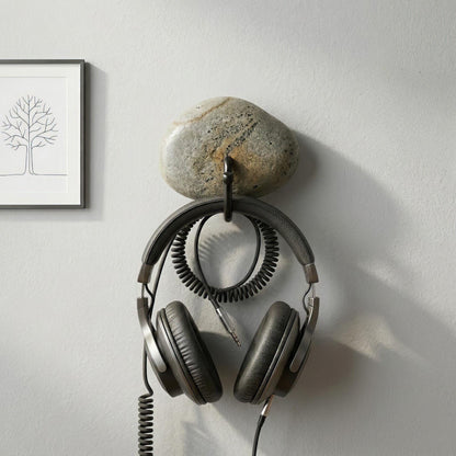 No-Drill Natural Stone Wall Hooks – natural stone wall hook or rack – alternate view