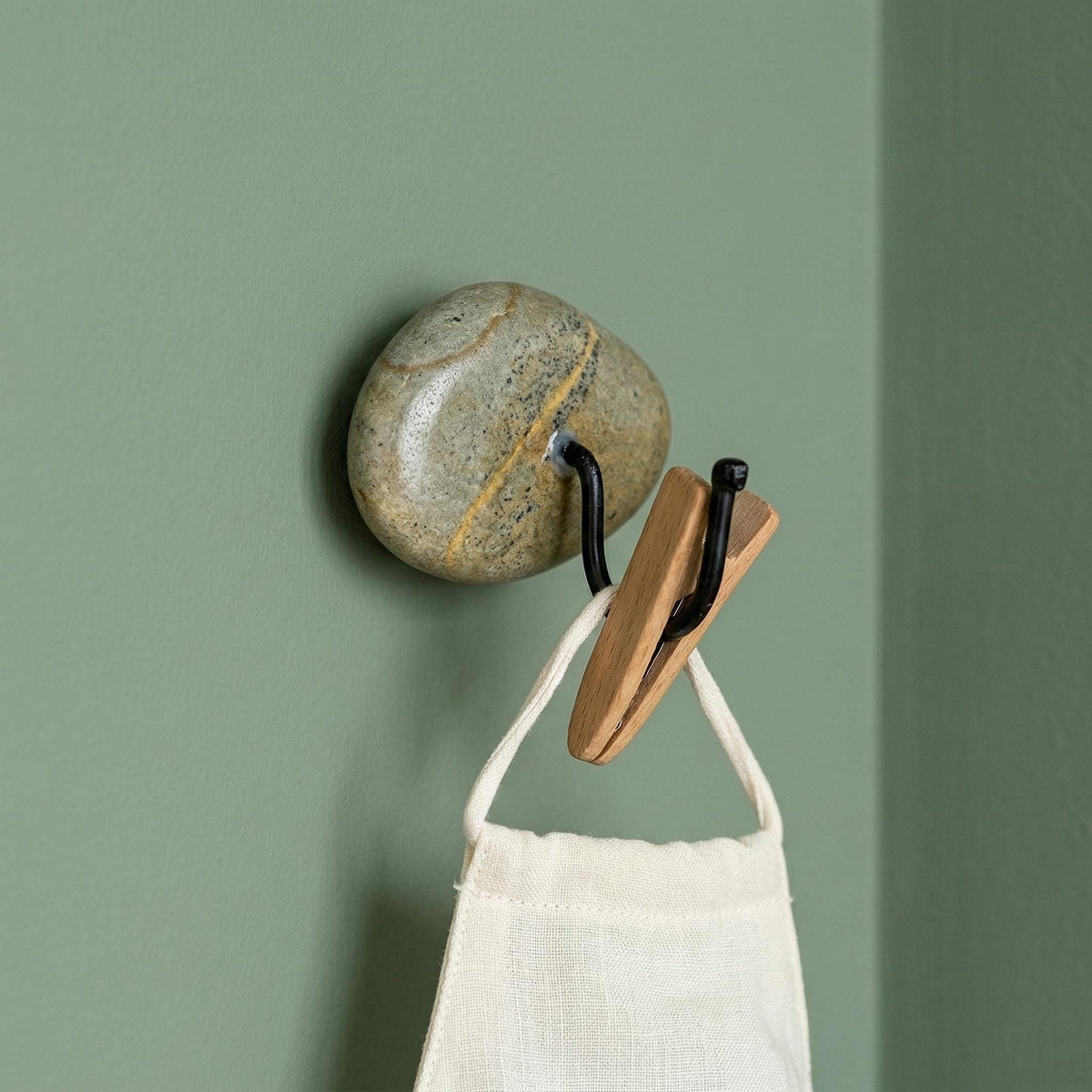 No-Drill Natural Stone Wall Hooks – natural stone wall hook or rack – alternate view