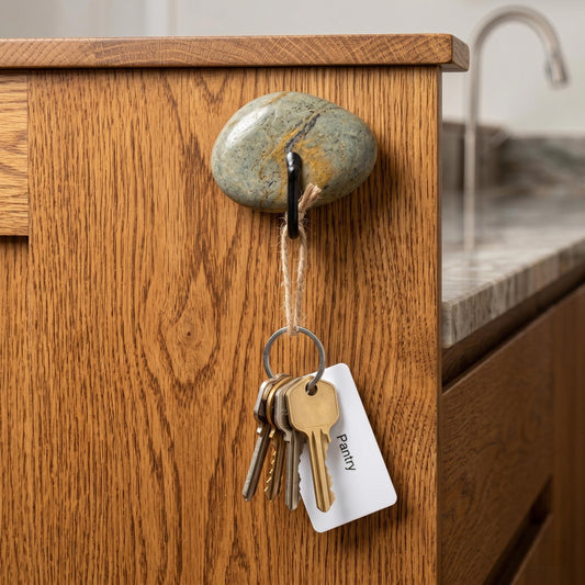 Rustic Key Holder – natural stone wall hook or rack – alternate product view