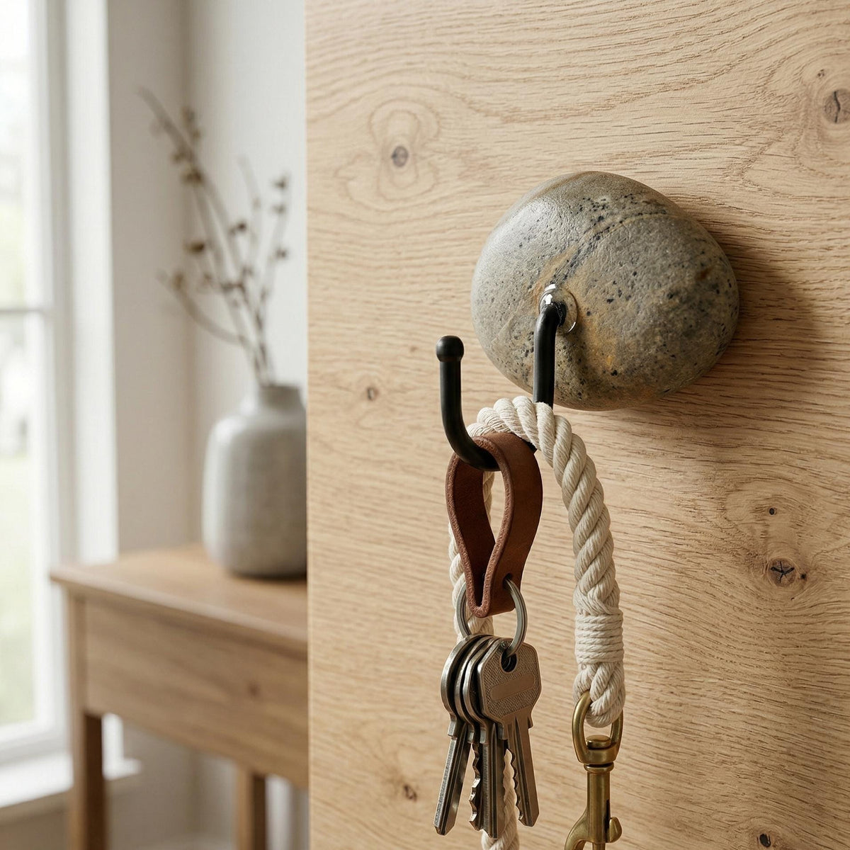 Rustic Key Holder – natural stone wall hook or rack – product detail