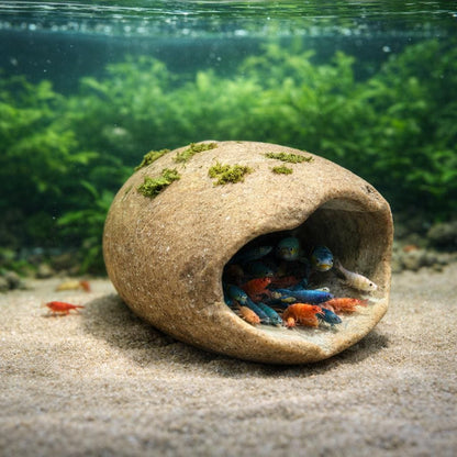 Natural Stone Aquarium Cave - Fish Hide – natural stone aquarium accessory – alternate angle