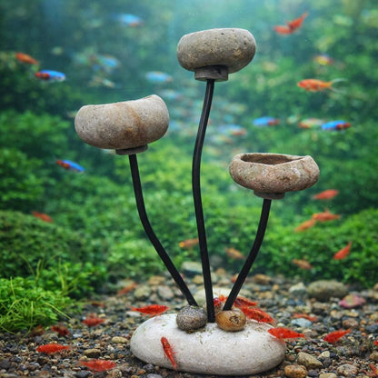 Aquarium Plant Holder Stand – natural stone aquarium accessory – alternate angle