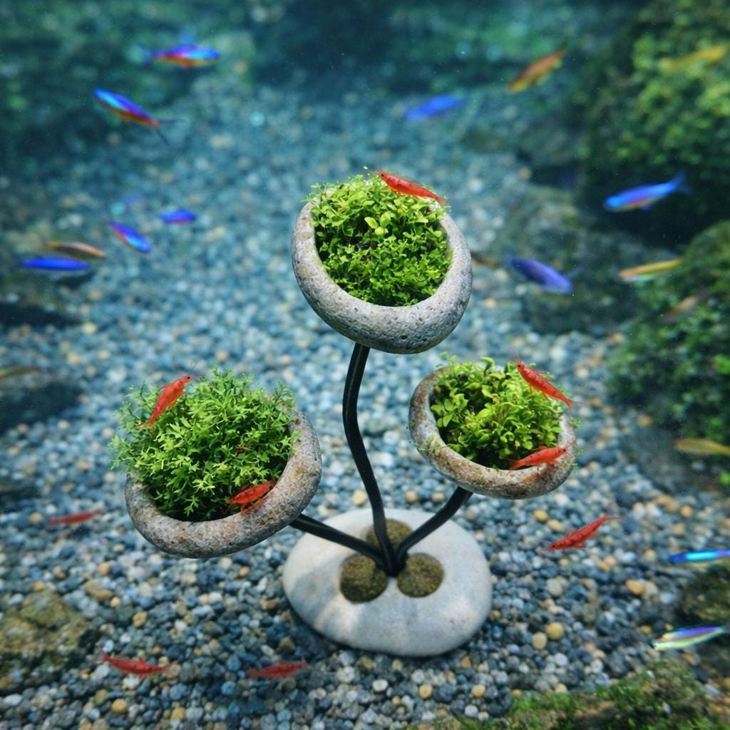 Aquarium Plant Holder Stand – natural stone aquarium accessory – alternate view