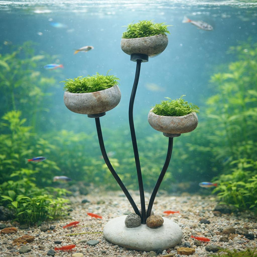 Aquarium Plant Holder Stand – natural stone aquarium accessory – product detail