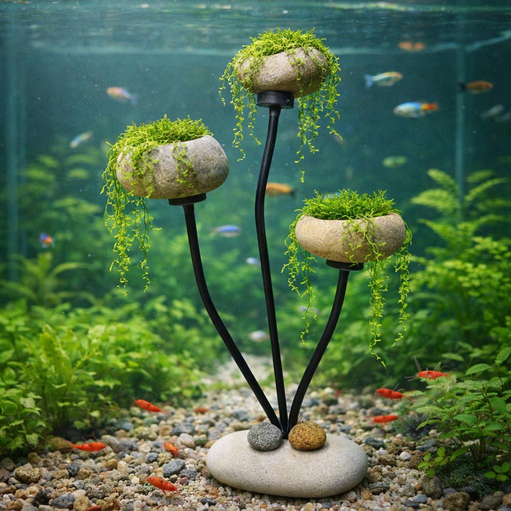 Aquarium Plant Holder Stand – natural stone aquarium accessory – product detail