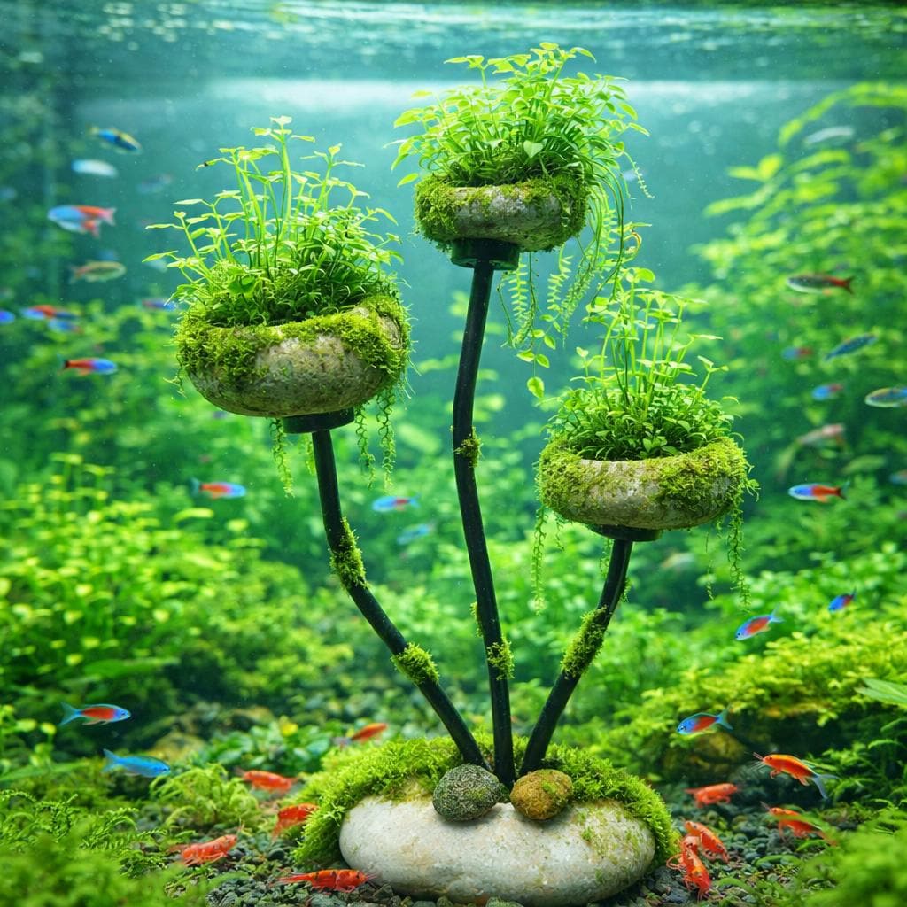 Aquarium Plant Holder Stand – natural stone aquarium accessory – alternate view