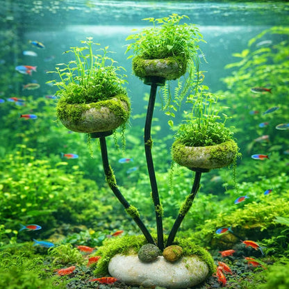 Aquarium Plant Holder Stand – natural stone aquarium accessory – alternate view